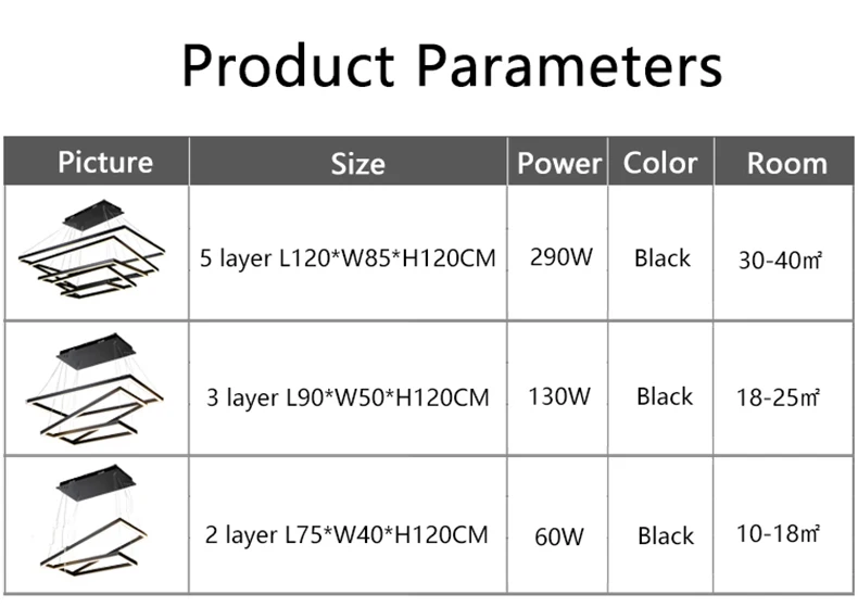 Прямоугольная коробка современные светодиодные подвесные светильники для