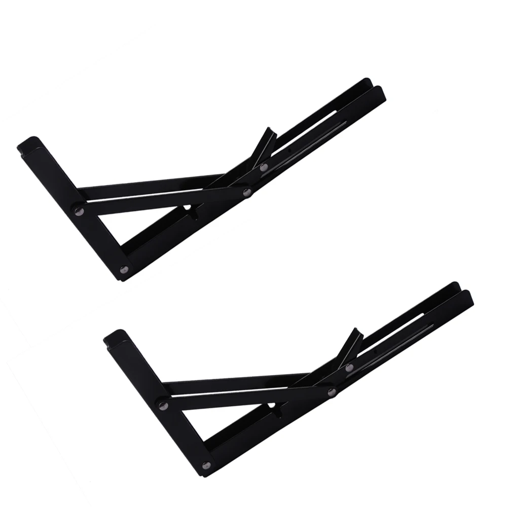 2 pices Paint Black Folding Shelf Bracket Wall Mounted ...