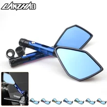 Espejos retrovisores universales de aluminio CNC para motocicleta, espejo azul antirreflejos para manillar de moto, para Honda Yamaha Suzuki Scooter ktm