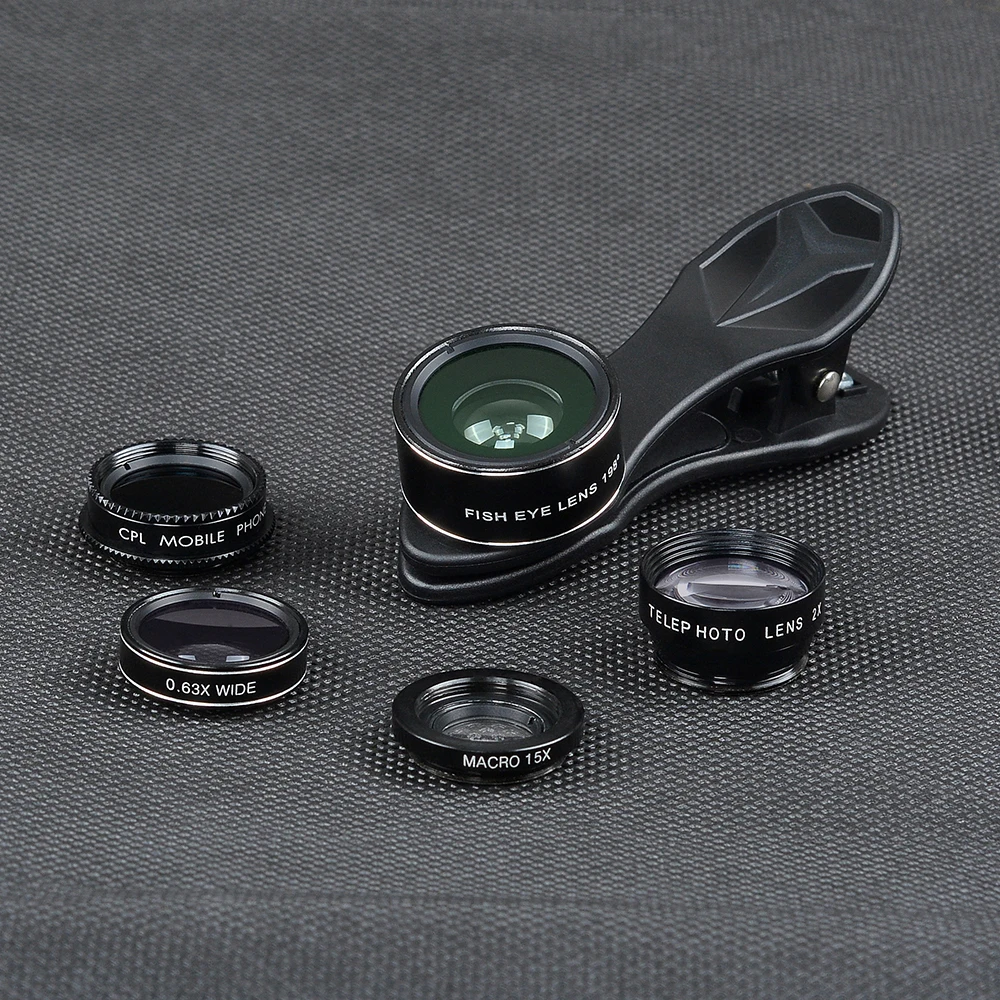 Оптический Объектив Apexel 198 Fisheye 150 широкоугольный и 15x Macro 2X Tele CPL фильтр для камеры