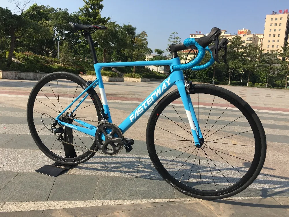 Clearance 700C carbon Road Complete Bike 22 Speed 105 5800 Groupset TAIWAN brand light blue sky FASTERWAY CLASSIC D brake 49/52/54/56/58 8