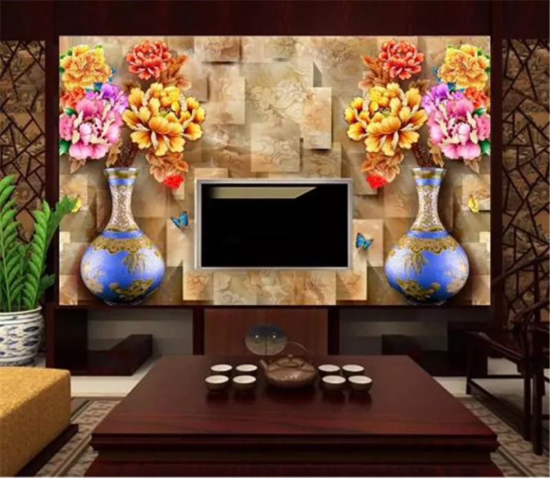 Custom Any Size 3D Wallpaper Palace Style Vase Marble Decorative Mural Silk | Обустройство дома