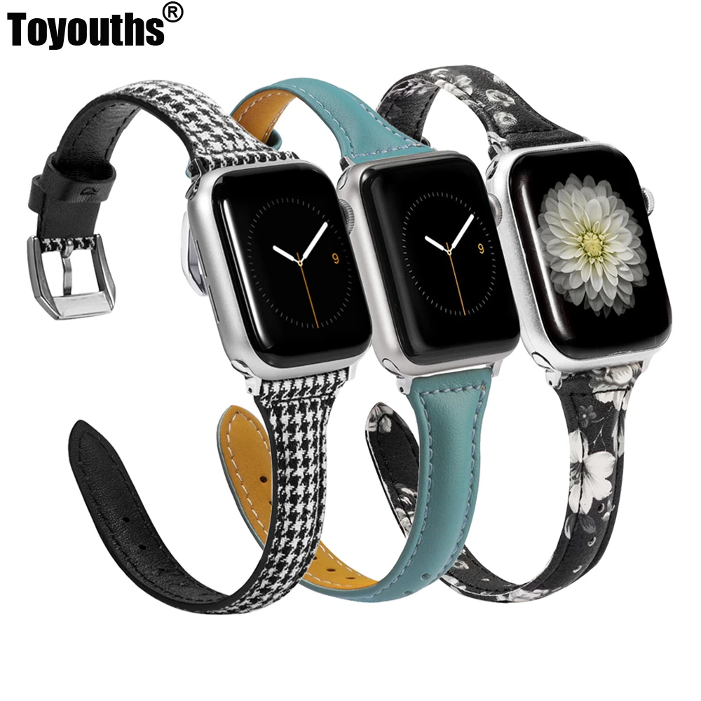 Тонкий ремешок из натуральной кожи для Apple Watch 4 ремешка 42 мм 38 iWatch спортивный