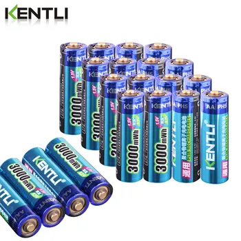 

KENTLI 20pcs 1.5v 3000mWh no memory effect aa rechargeable li-ion polymer lithium battery + 4 slots USB Charger