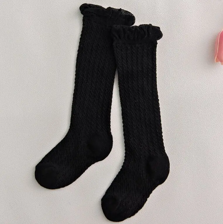 Носки для маленьких девочек От 0 до 5 лет хлопковые сетчатые Дышащие носки для новорожденных, летние гольфы из чистого хлопка для маленьких мальчиков - Цвет: 2 To 5 Year Black