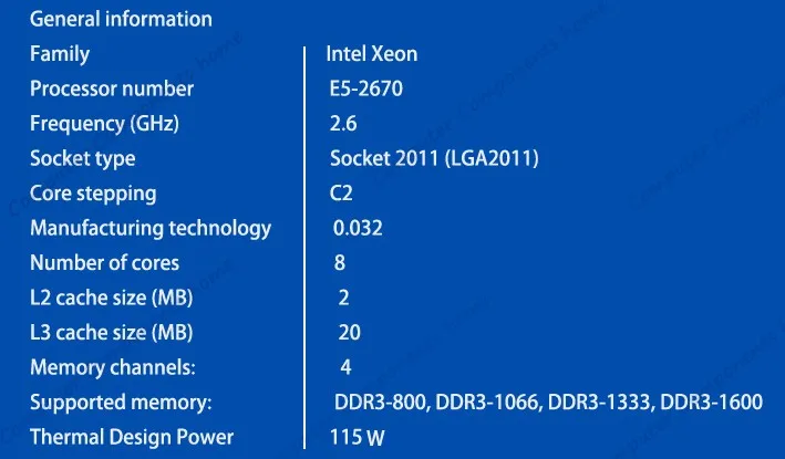 XEON 2670 XEON E5-2670 C2 cpu XEON E5 2670 C2 2670 XEON(20 Мб кэш-памяти, 2,60 ГГц, I) LGA 2011 SROKX C2 подходящий x79