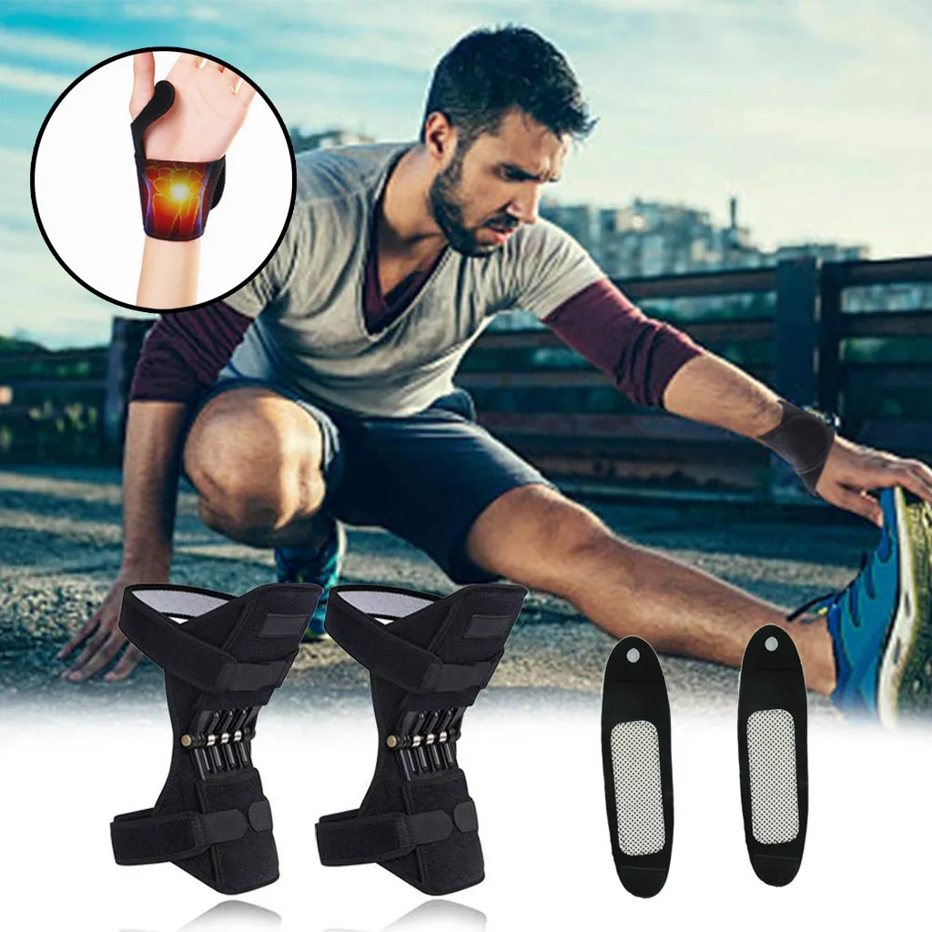 

Power Lift Joint Support Knee Pads Wristband Kit Powerful Rebound Spring Force Knee Support Professional Protective Sports