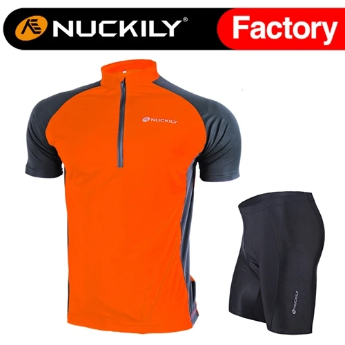 NUCKILY, мужской комплект из Джерси для велоспорта, летняя одежда для велоспорта, Спортивная футболка с коротким рукавом и 3D гелевой подкладкой, шорты, костюм NJ601NS355 - Цвет: Orange
