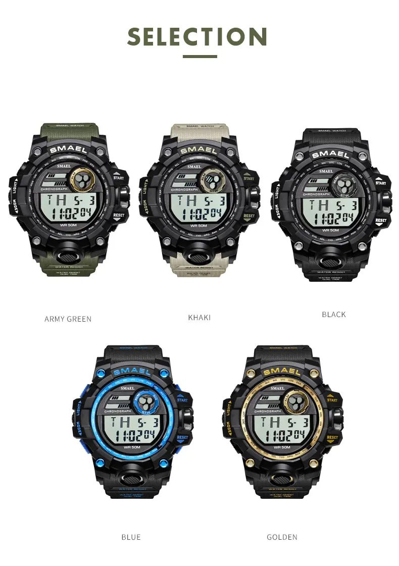 Мужские часы спортивные военные SMAEL S Shock Relojes Hombre повседневные светодиодный цифровые наручные часы водонепроницаемые 1545D спортивные часы с будильником
