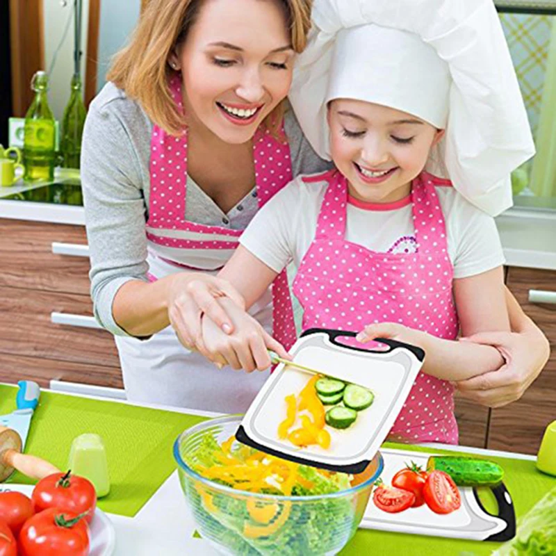 3 пластиковые Разделочные доски подходят для посудомоечной машины с антискользящими ножками и антискользящим канавкой (черный)
