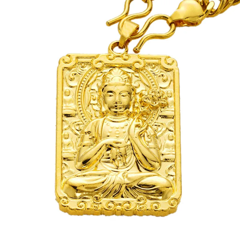 Высокое качество уникальный натуральный 24 К Золотой резной Будда счастливый амулет кулон ожерелье для женщин мужчин Таиланд подвески-амулеты ювелирные изделия