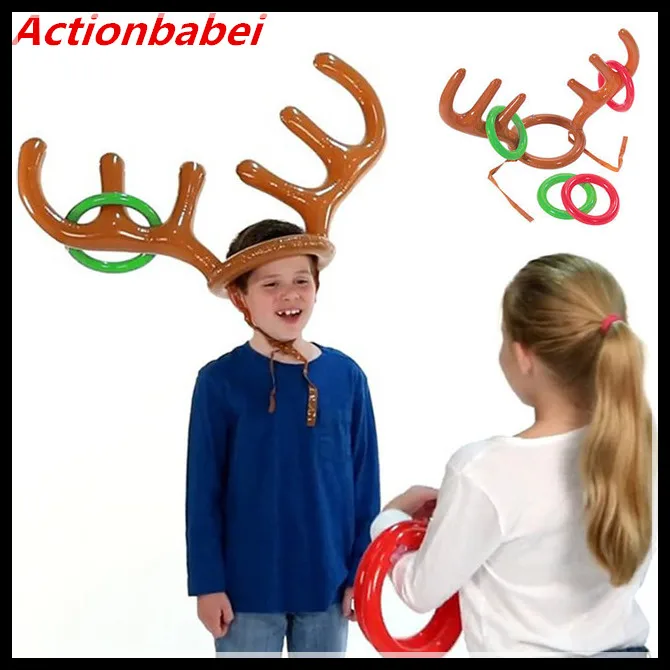 

Children Elk Head Throw Ferrule Kids Moose Antlers Toys Cute Deer Head Shape Ferrule Game Outdoor Fun Game Props Inflatable Toys