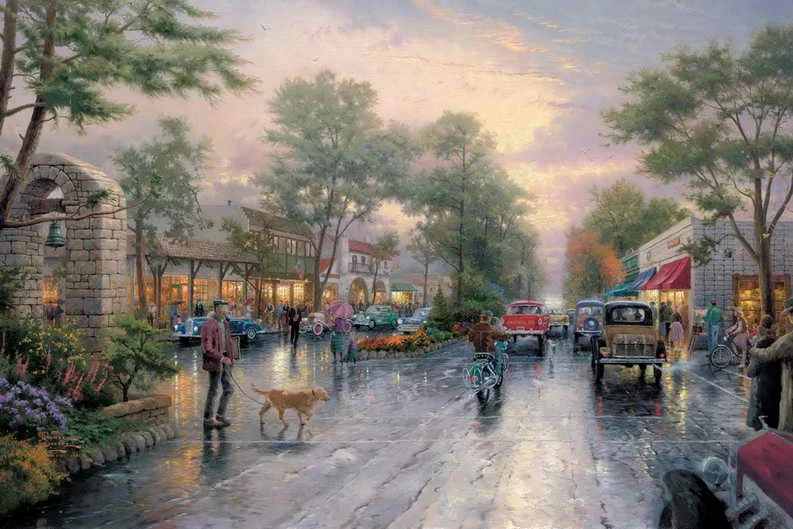 

Carmel Sunset On Ocean Avenue Thomas Kinkade HD Canvas Print Living Room Bedroom Wall Pictures Art Painting Home Decoration