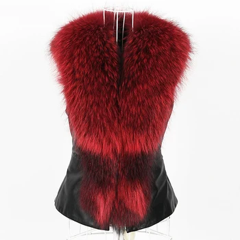 

bre PU Leather Faux Fur Women Winter Coat 2018 Casual Plus Size Sleeveless Faux Fox Fur Collar Vest Winter Jacket Coat Women
