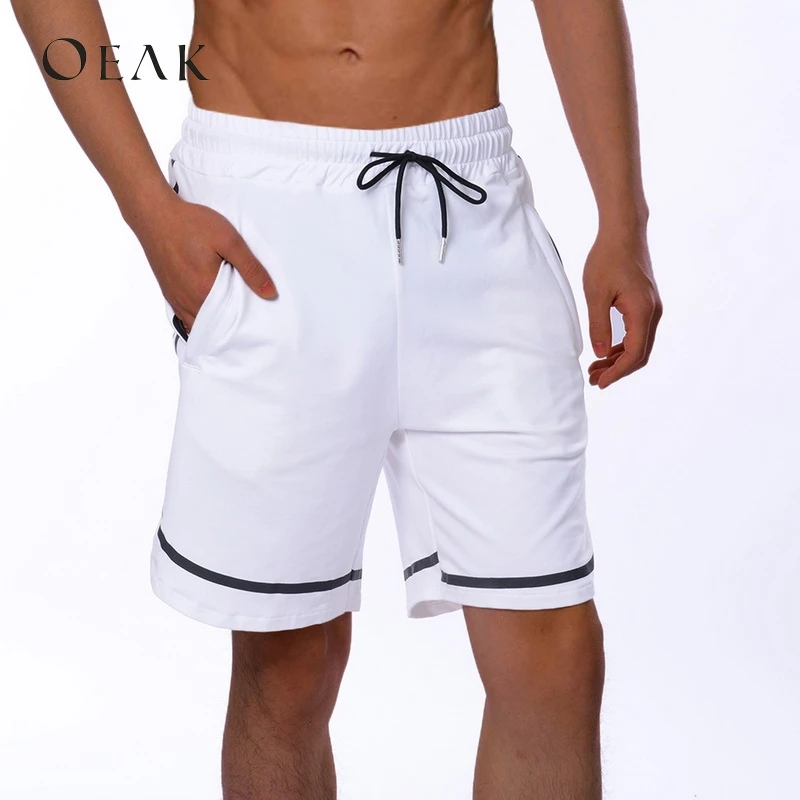 OEAK Лоскутные хлопковые повседневные свободные шорты летние мужские брюки размера плюс с низкой талией шорты в полоску