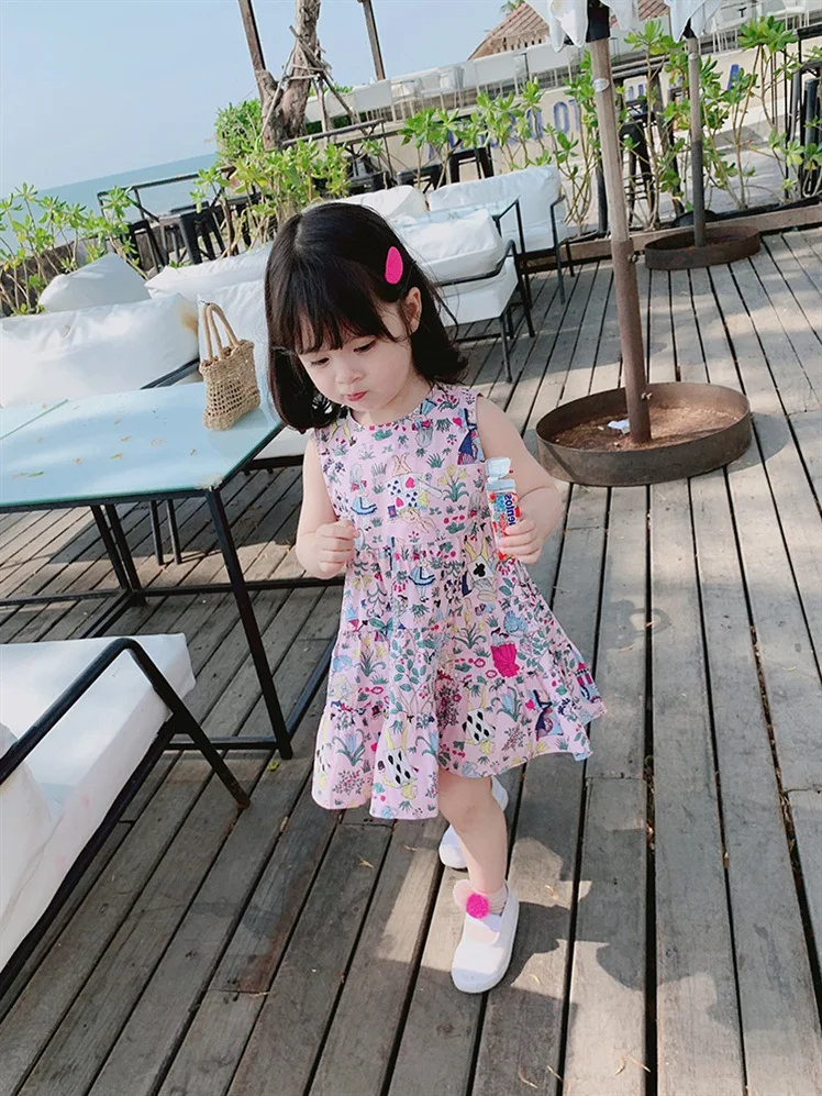 

2019 summer baby girls dress robe fille unicorn party kids clothes clothing Loose cute cotton Princess floral dress