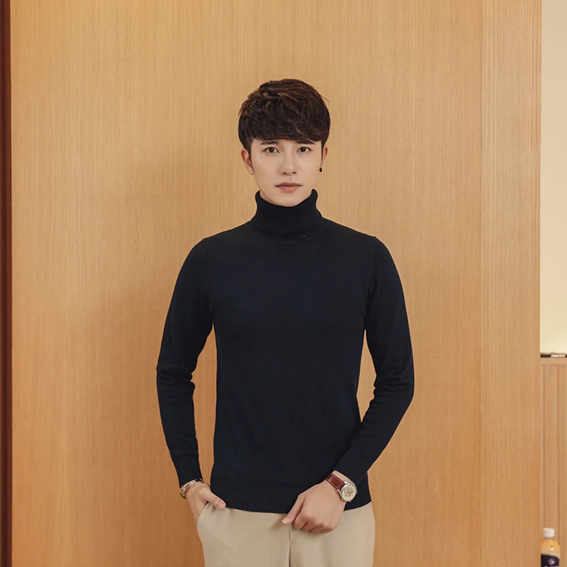 ^*Best Offers Sweater Pullover Men clothes 2017 Male Brand Casual Slim Sweaters Men Soild Color Hedging mens Turtleneck Men'S Sweater coat 3XL