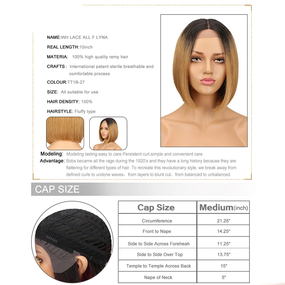 Debut Wig Human Hair Brazilian Straight Lace Front Human Hair Wigs Remy Short Bob Wigs For Black Women Ombre Cheap Lace Wig