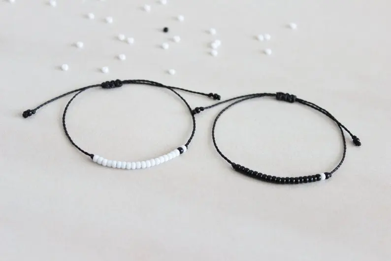 G.YCX White Black Charm Miyuki Couple Bracelet Set Custom His and Her Morse Code Bracelets Femme Anniversary Wedding Party Gifts G.YCX White Black Charm Miyuki Couple Bracelet Set Custom His and Her Morse Code Bracelets Femme Anniversary Wedding Party Gifts