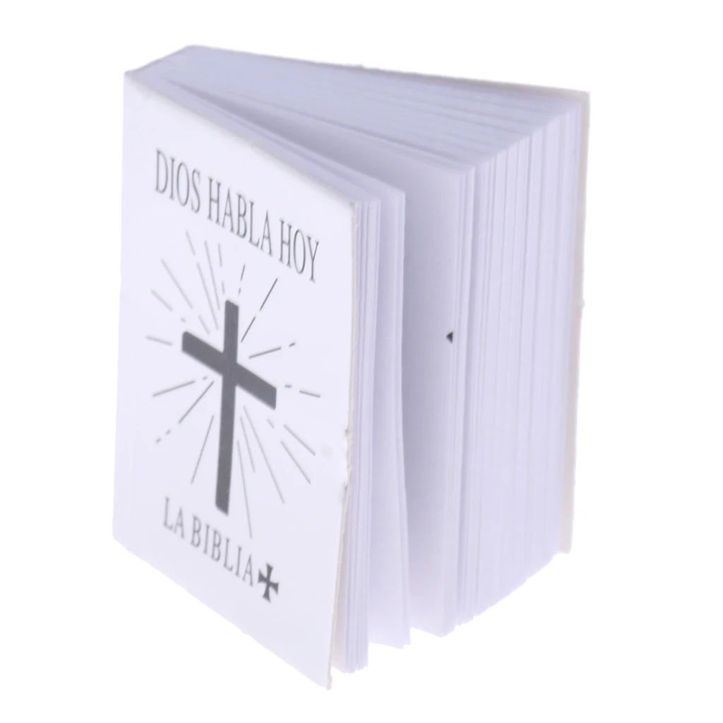  2PCS 1/6 Scale Mini Spanish Edition Holy Bible Book Model Dollhouse Miniatures