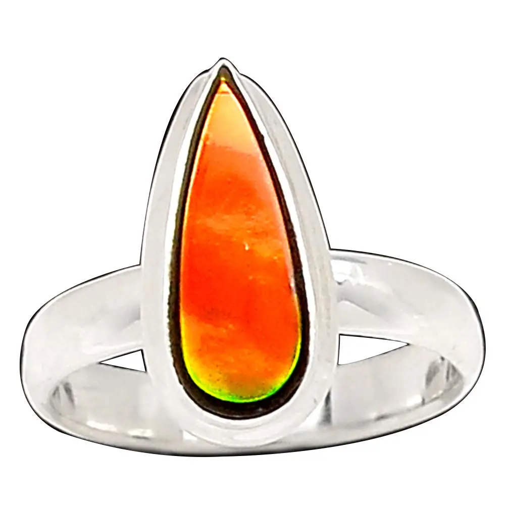

NiaoZaiFei YunZaiKan Genuine Ammolite Ring 925 Sterling Silver,USA Size :8, MHBAR3894