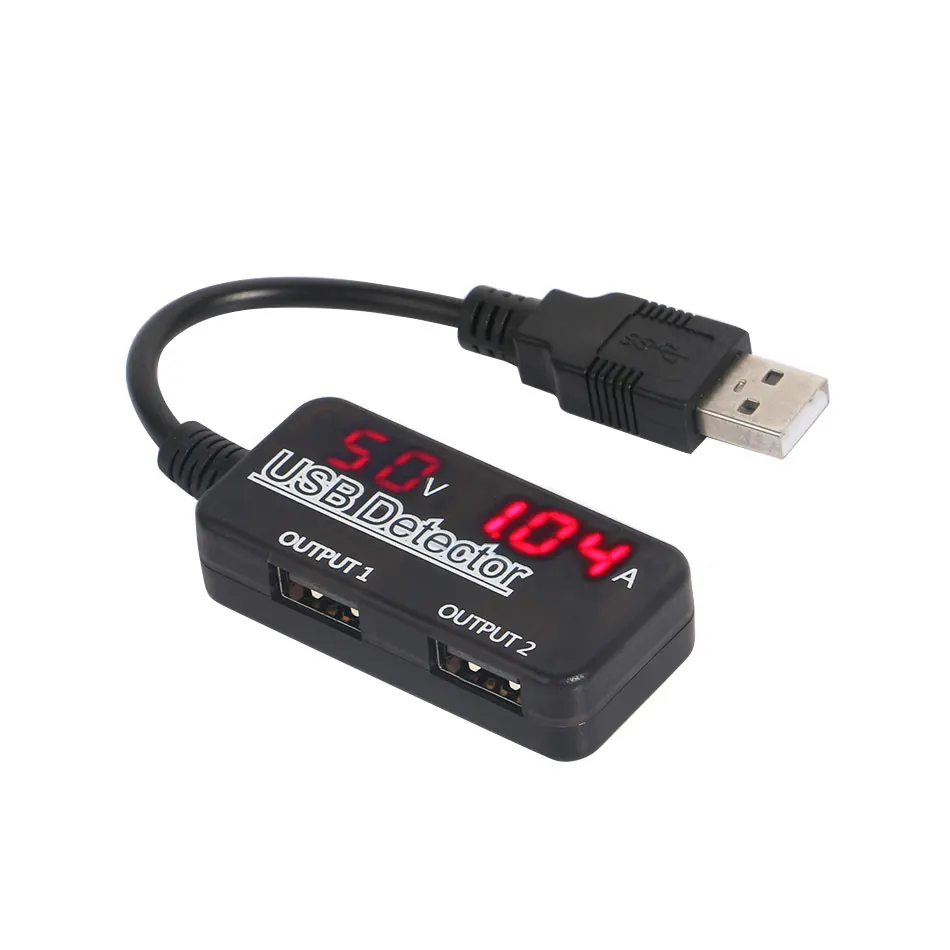 Dual Port USB Detector Voltage and Current Tester with LCD Display for
