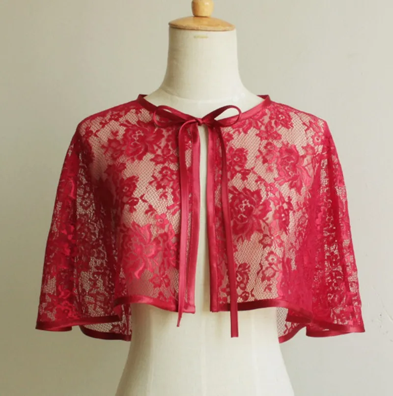 2019 Summer Woman Red Lace Shawl for Bridal Wrap Waist Length Size Adjustable Evening Scarlf 2019 Summer Woman Red Lace Shawl for Bridal Wrap Waist Length Size Adjustable Evening Scarlf