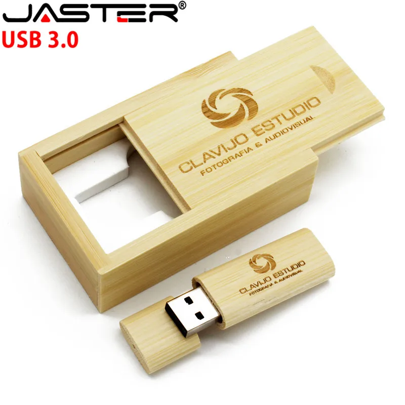 JASTER USB 3,0 заказной логотип лазерная гравировка деревянный USB флэш-накопитель карта памяти+ коробка флешки 4 ГБ/64 ГБ свадебные подарки