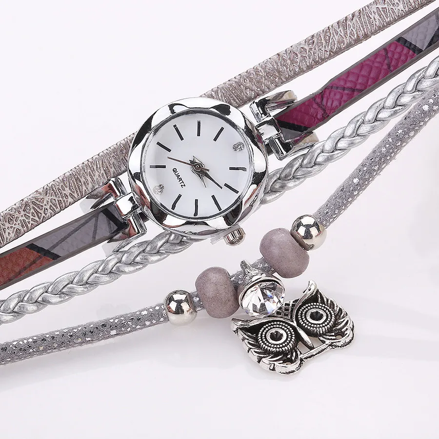 CCQ Модные женские аналоговые кварцевые часы-браслет с подвеской в виде совы для девушек и# D