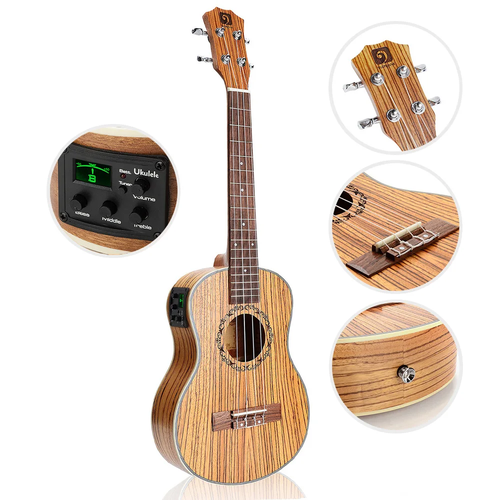 23 Concert Ukulele Zebra Wood Aquila Strings Acoustic Electric Ukulele