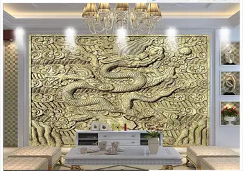 

Custom 3d photo wallpaper 3d wall murals wallpaper Stone carving dragon grain sandstone setting wall reliefs 3d living room