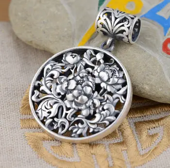 

S990 fine silver pendant antique counter style female models blossoming pendant selling models