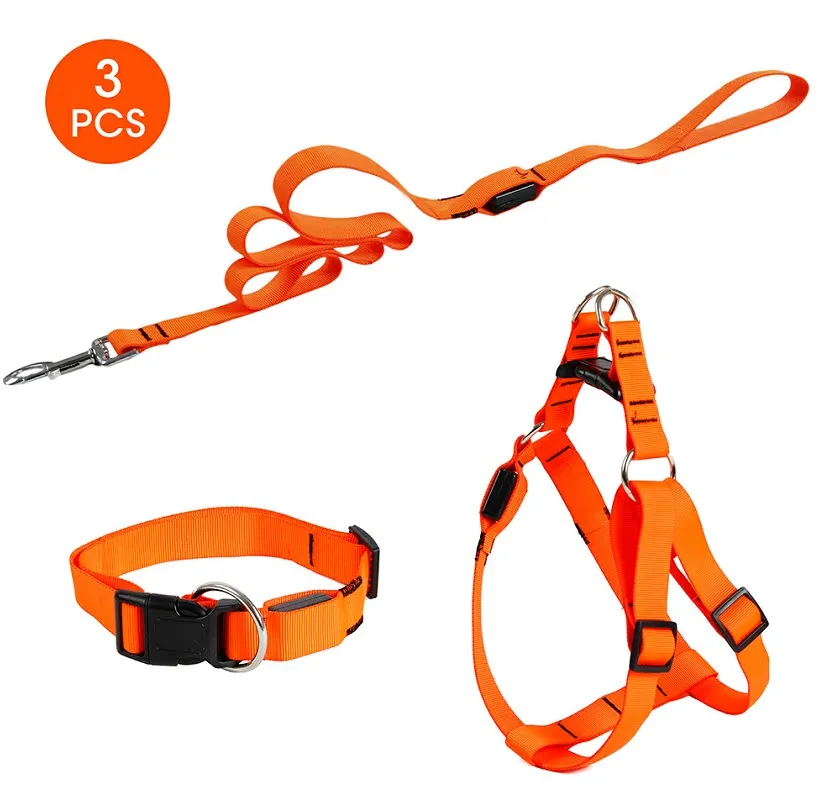 A set orange 3 шт./компл. светодиодный ошейник для питомцев вэср безопасности шлейка со светодиодами товар для собак мигающий провода для освещения поводок шнуровой ремень светодиодный ошейник для собаки жилет - Цвет: A set orange