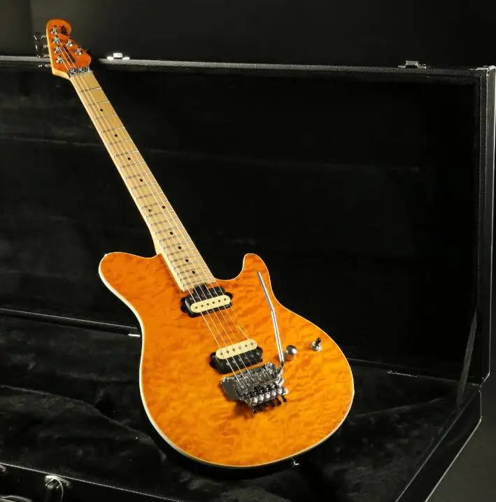 

Good Qaulity Music Men Electric Guitar FR Bridge Zebra Pickups 3A Quilted Maple Top Yellow Color