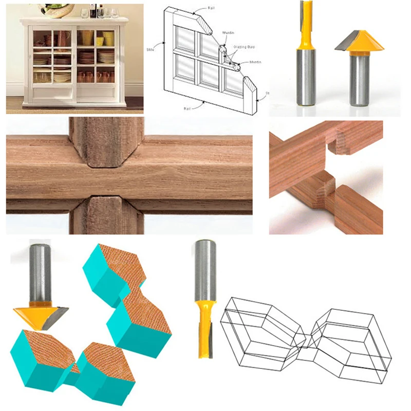 1/2 дюймов хвостовик двери окна обсадной фреза по дереву для соединения шип-паз фрезерный инструмент сверление фрезерование для дерева карбида сплава