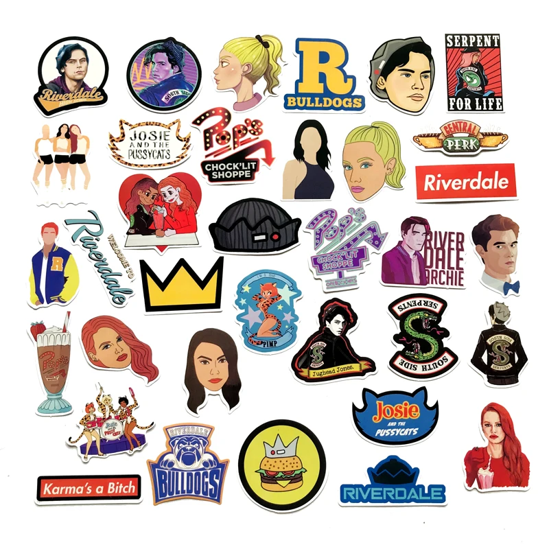 35pcsset riverdale stickers for laptop skateboard home