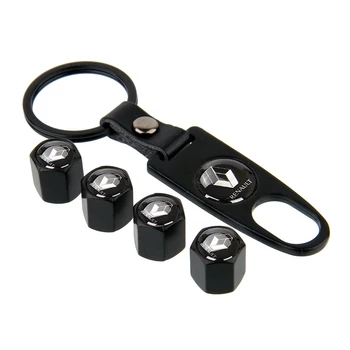 

Car Accessories Wheel Tire Valve Caps With Leather Keychain For Renault Logan 2 Duster Kadjar Laguna Symbol Twingo Espace Trafic