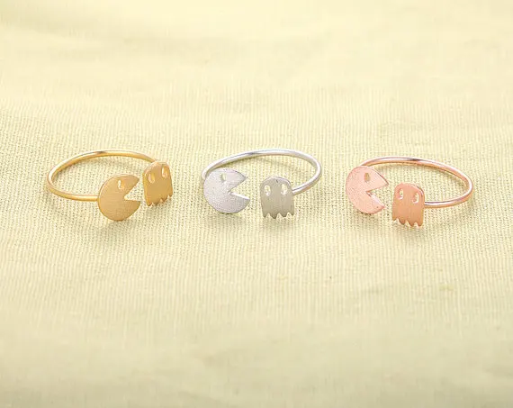

Hfarich 2018 New Arrival Fashion Pacmans and Ghost Rings Unique Adjustable Rings for Womenwedding gifts souvenirs Dropshipping
