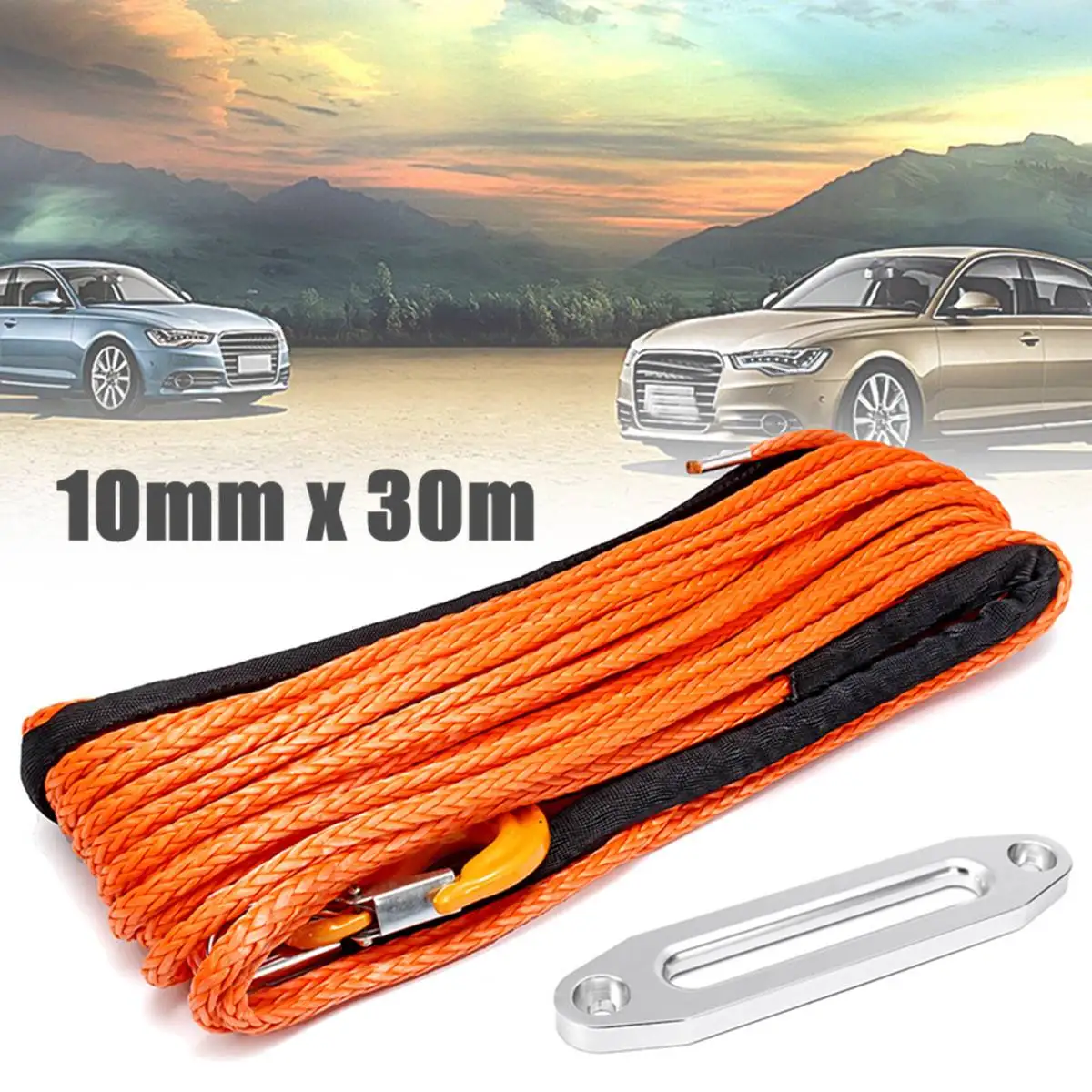 الاصطناعية ستراند حبل رفع Hawse هوك الطريق الذاتي الانتعاش تزوير خارج الطريق Uhmwpe الاصطناعية رافعة سحب حبل أداة 100ft 10 مللي متر