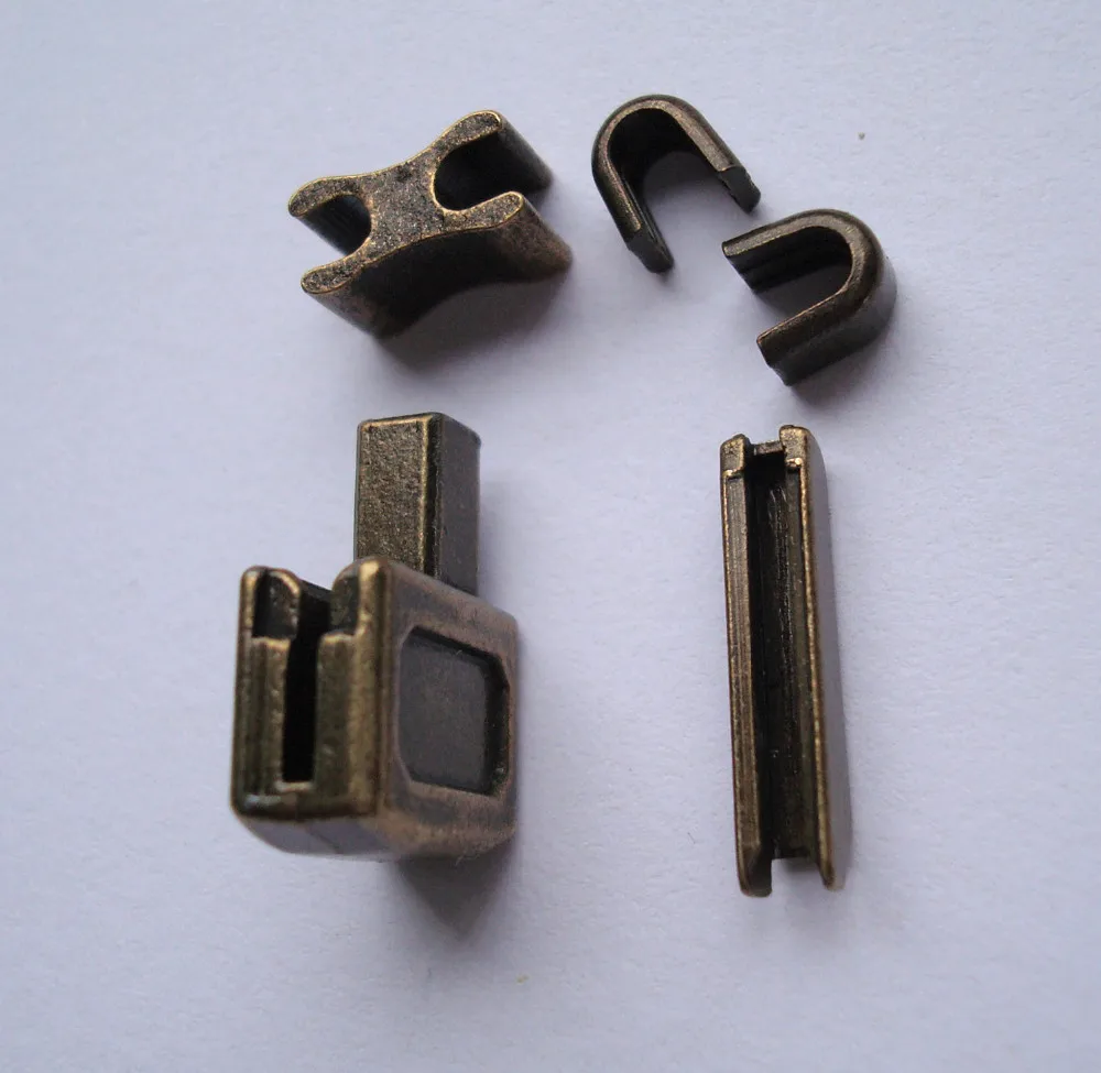 Bronze 5 sets #10 Metal zipper retainer box and zipper insertion pin,bottom sliders zipper insertion pin repair kit replacement