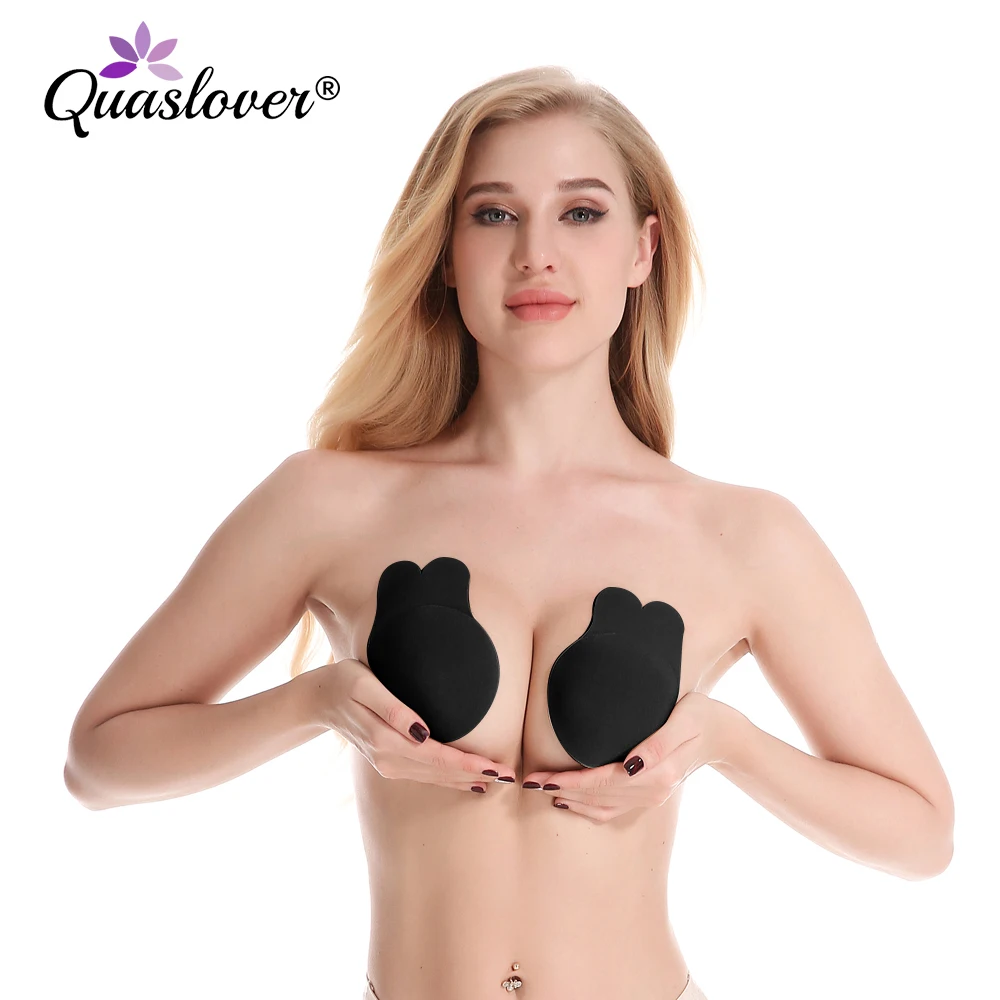 

Quaslover Strapless Self Adhesive Bras Rabbit Push Up Bra Invisible Silicone Nipple Cover Women Reusable Breast Lifts Lingerie