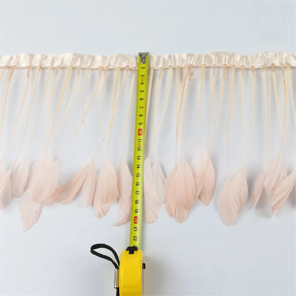 fityle 2m Handmade Accessory 15 - 20cm Natural Marabou Hackle Feather Fringe Trims Ribbon Sewing Crafts Colorful