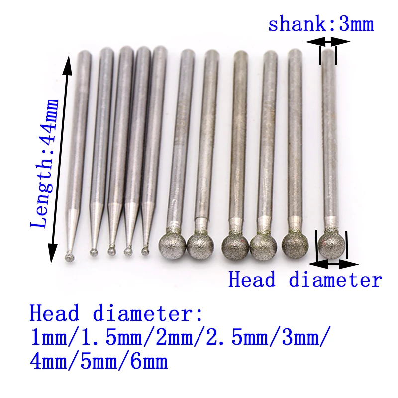 5 шт. 1-6 мм Алмазная Шлифовальная головка и Cbn точечное сверло из нитрида бора для резки нефрита, стекла, камня, керамического вращающегося резного инструмента