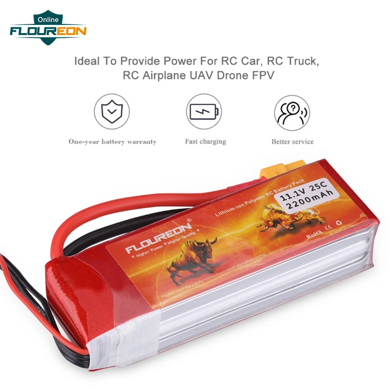 FLOUREON 25C 3S Lipo батарея 11 1 V 2200mAh XT60 Разъем для RC вертолета самолета автомобиля