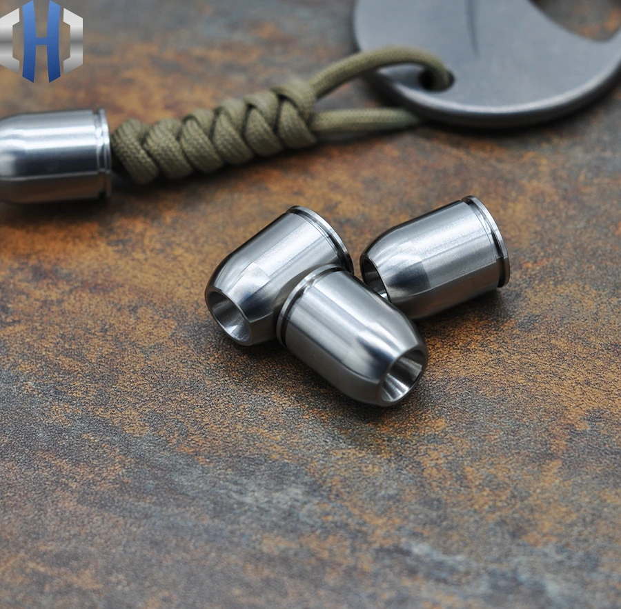 

Titanium Alloy TC4 Knife Beads Bullet Shell Polishing Pendant Umbrella Rope Pendant EDC Tool Paracord Beads