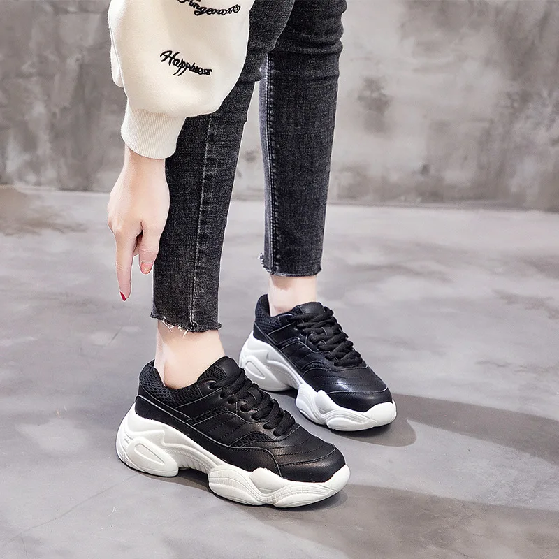 JINBEILEE Sports Shoes Female 2019 Spring New Korean Version of The Wild New Net Red Shoes Thick Bottom Casual Walking Shoes