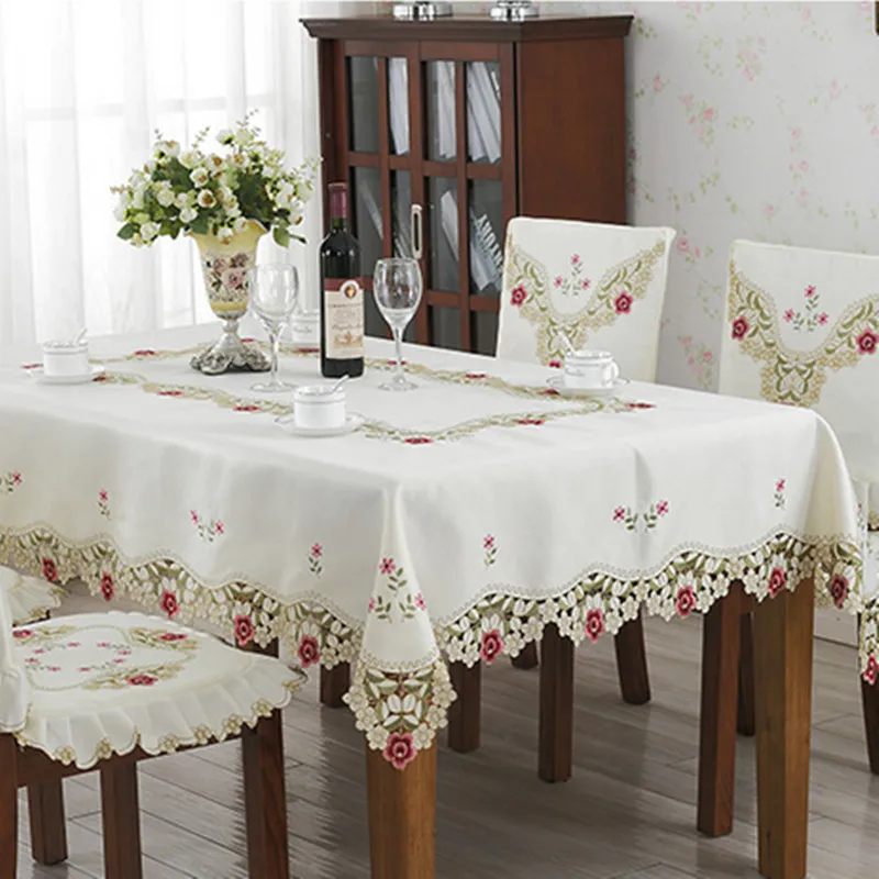 New Design Elegant Polyester Embroidery Tablecloth Embroidered Floral