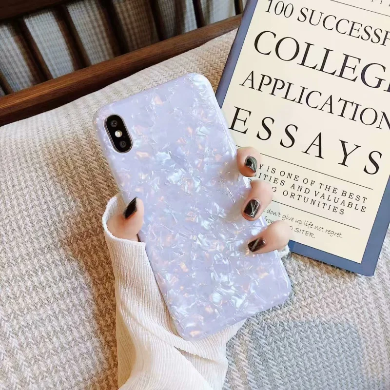 case for iphone 13 pro max Glossy Marble Case For iPhone 13 12 11 Pro Max 6 7 8 Plus XS Max XR Bling Conch Shell Silicone Glitter Soft TPU Shockproof Cover best cases for iphone 13 pro max