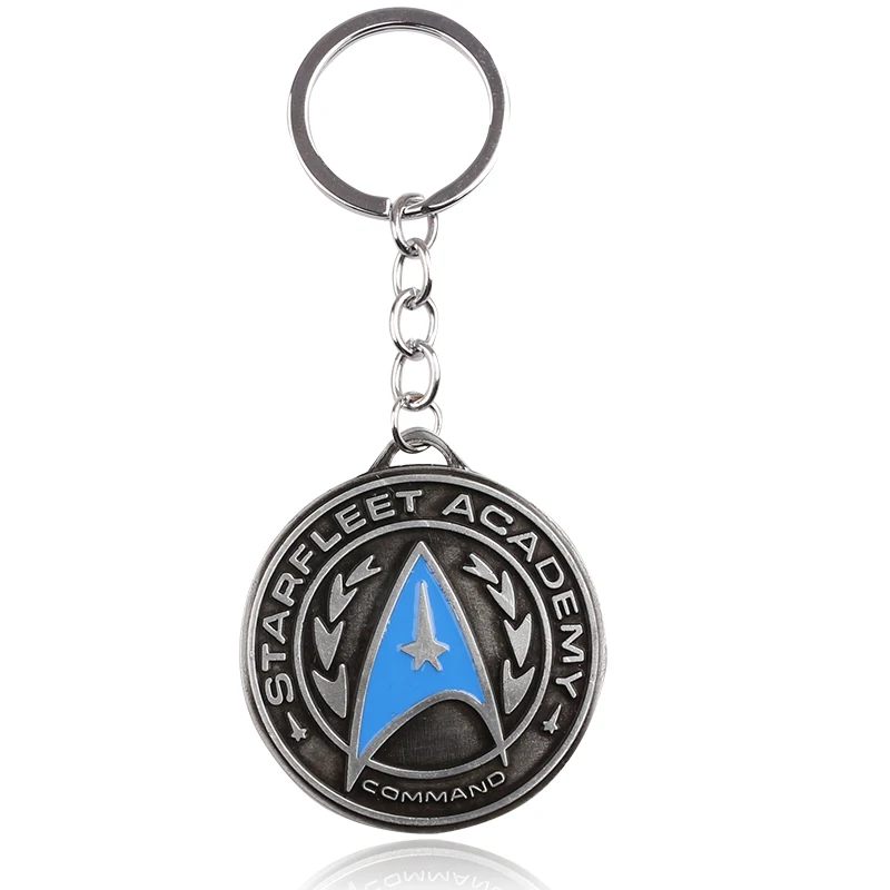 

Movie Star Trek Keychain STARFLEET ACDCEMY COMMAND Round Car Keyring For Men And Woman Fans Accessories