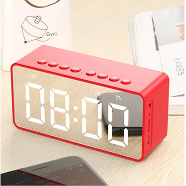 Lewinner BT506F Bluetooth динамик супер бас беспроводной стерео звук поддержка TF AUX FM зеркало будильник Громкий динамик для телефона - Цвет: Красный